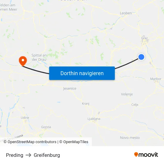 Preding to Greifenburg map