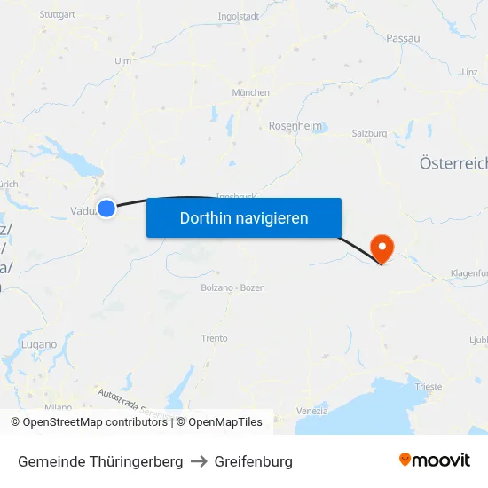 Gemeinde Thüringerberg to Greifenburg map