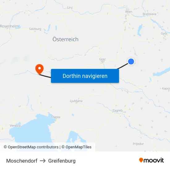 Moschendorf to Greifenburg map
