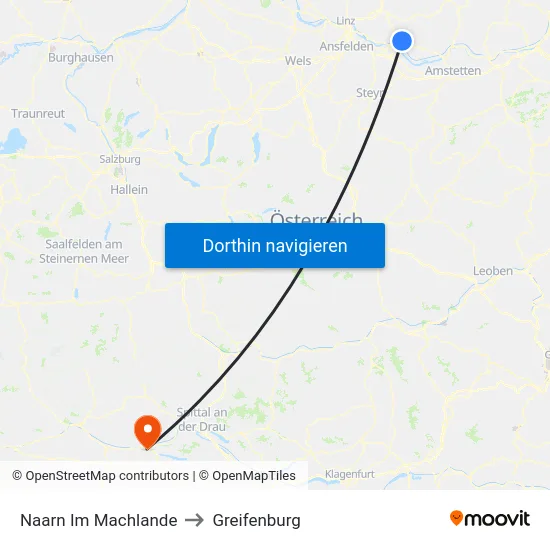 Naarn Im Machlande to Greifenburg map
