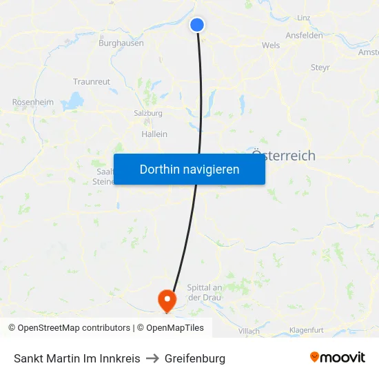 Sankt Martin Im Innkreis to Greifenburg map