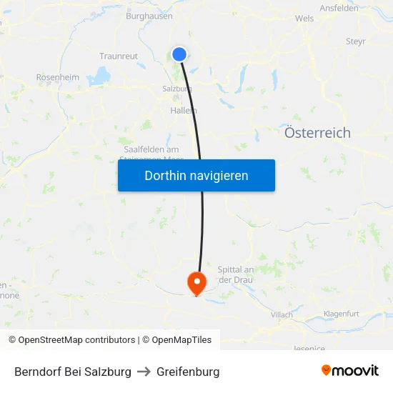 Berndorf Bei Salzburg to Greifenburg map