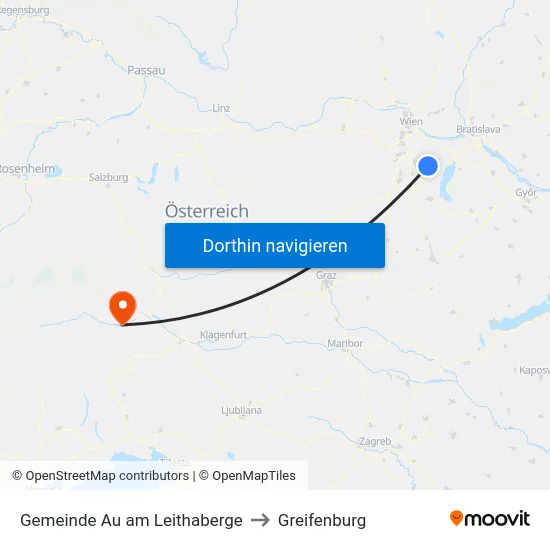 Gemeinde Au am Leithaberge to Greifenburg map