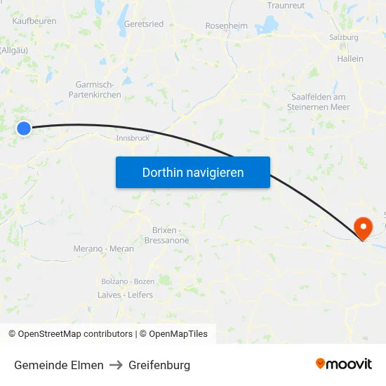 Gemeinde Elmen to Greifenburg map