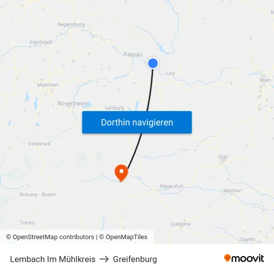 Lembach Im Mühlkreis to Greifenburg map