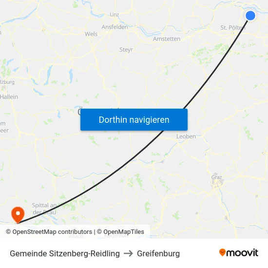 Gemeinde Sitzenberg-Reidling to Greifenburg map