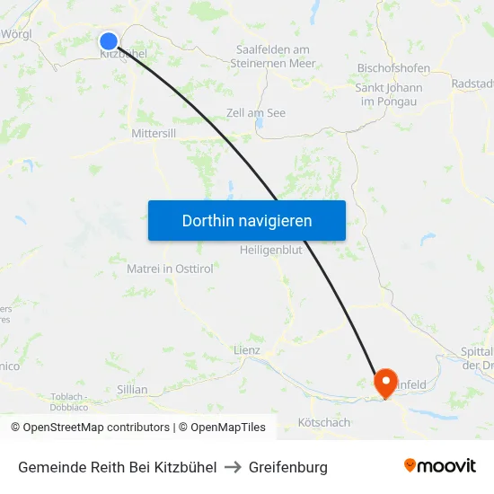 Gemeinde Reith Bei Kitzbühel to Greifenburg map