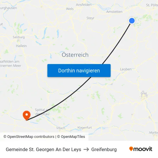 Gemeinde St. Georgen An Der Leys to Greifenburg map