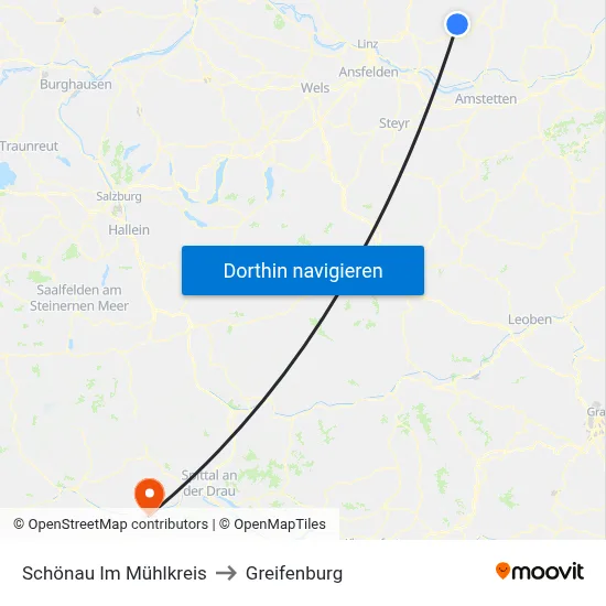 Schönau Im Mühlkreis to Greifenburg map
