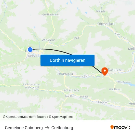 Gemeinde Gaimberg to Greifenburg map