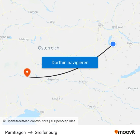 Pamhagen to Greifenburg map
