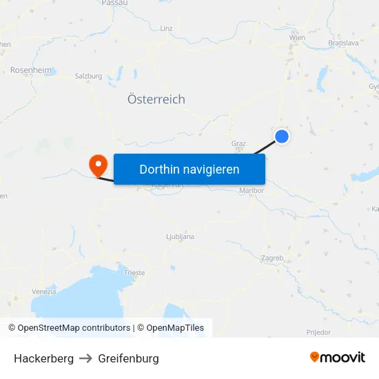 Hackerberg to Greifenburg map