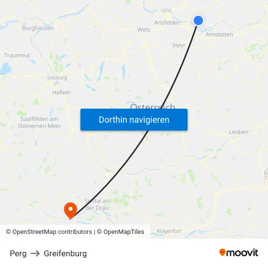 Perg to Greifenburg map