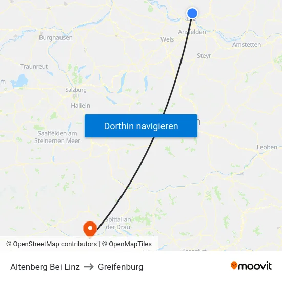 Altenberg Bei Linz to Greifenburg map