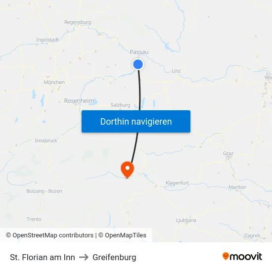 St. Florian am Inn to Greifenburg map