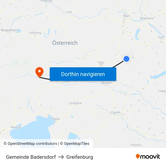 Gemeinde Badersdorf to Greifenburg map
