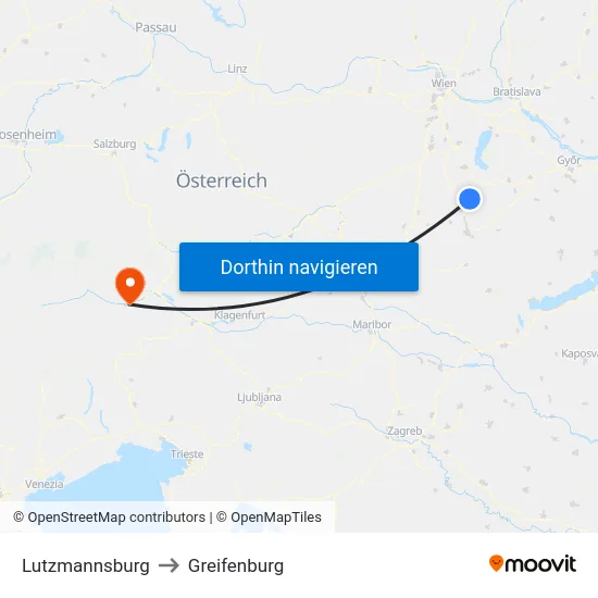 Lutzmannsburg to Greifenburg map