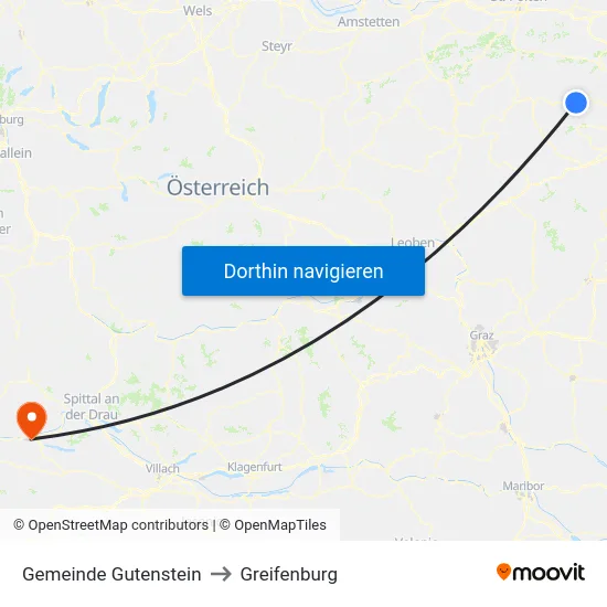 Gemeinde Gutenstein to Greifenburg map