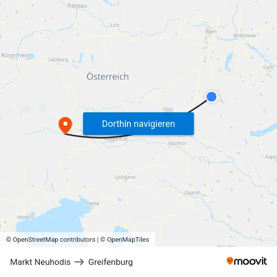 Markt Neuhodis to Greifenburg map
