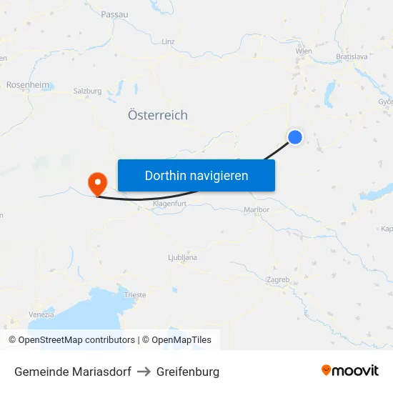 Gemeinde Mariasdorf to Greifenburg map