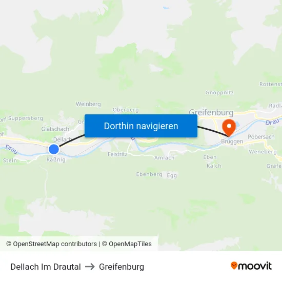 Dellach Im Drautal to Greifenburg map