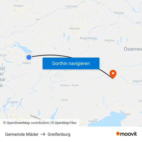 Gemeinde Mäder to Greifenburg map