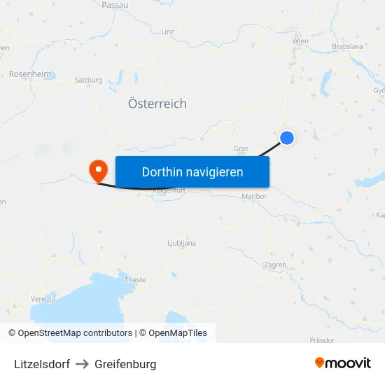 Litzelsdorf to Greifenburg map