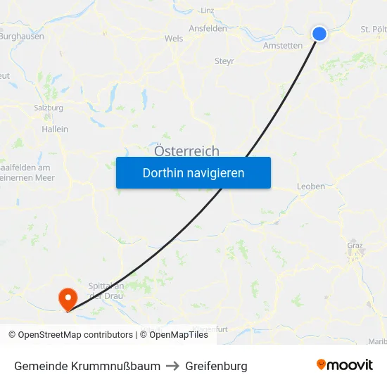Gemeinde Krummnußbaum to Greifenburg map