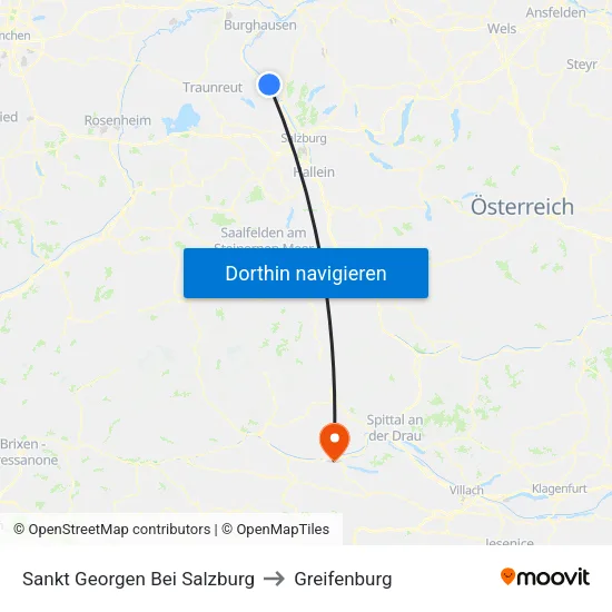 Sankt Georgen Bei Salzburg to Greifenburg map