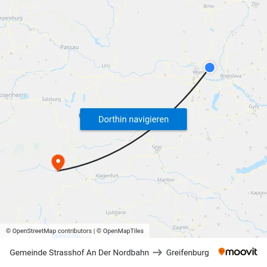 Gemeinde Strasshof An Der Nordbahn to Greifenburg map