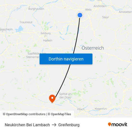 Neukirchen Bei Lambach to Greifenburg map
