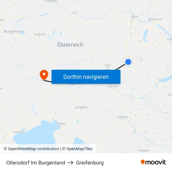 Ollersdorf Im Burgenland to Greifenburg map