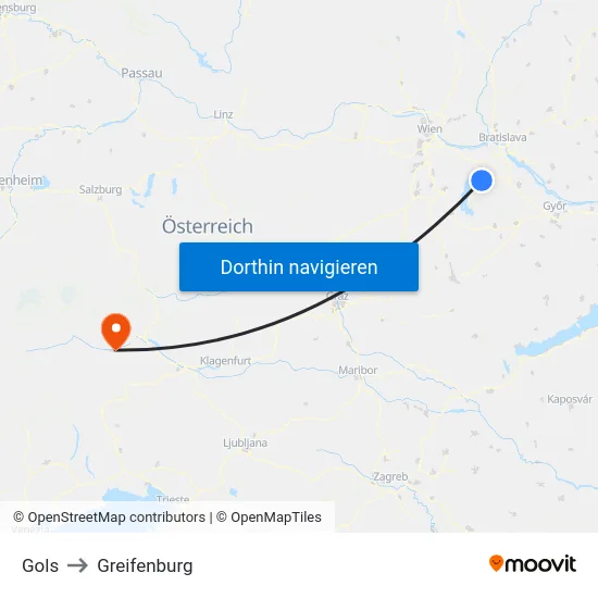 Gols to Greifenburg map