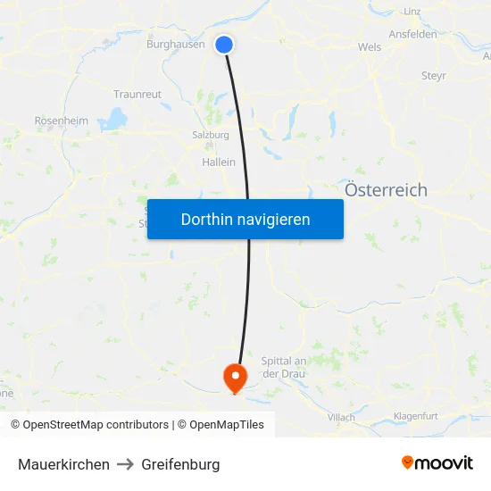 Mauerkirchen to Greifenburg map