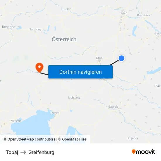 Tobaj to Greifenburg map