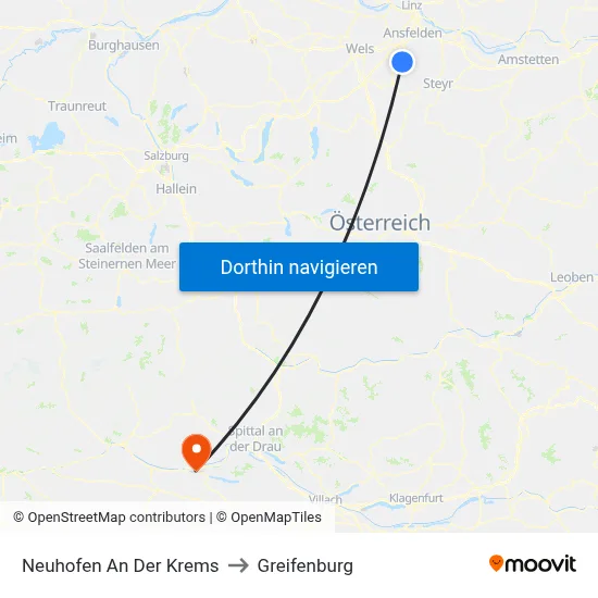 Neuhofen An Der Krems to Greifenburg map