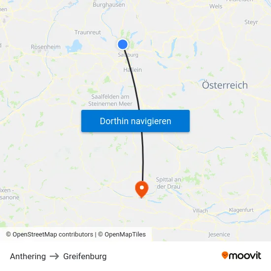 Anthering to Greifenburg map