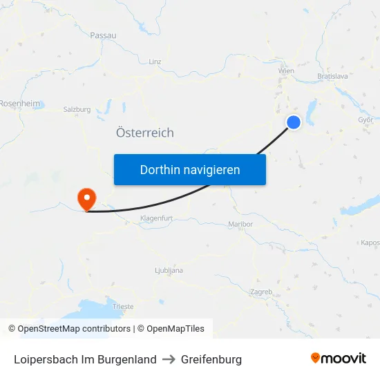 Loipersbach Im Burgenland to Greifenburg map