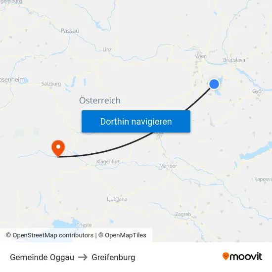 Gemeinde Oggau to Greifenburg map