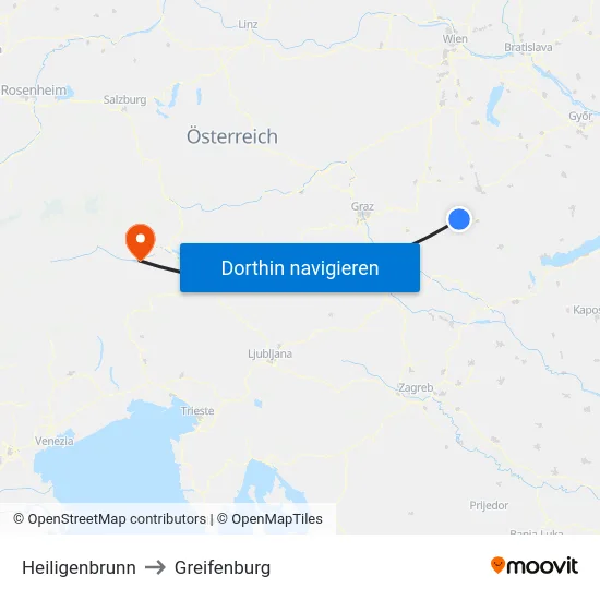 Heiligenbrunn to Greifenburg map