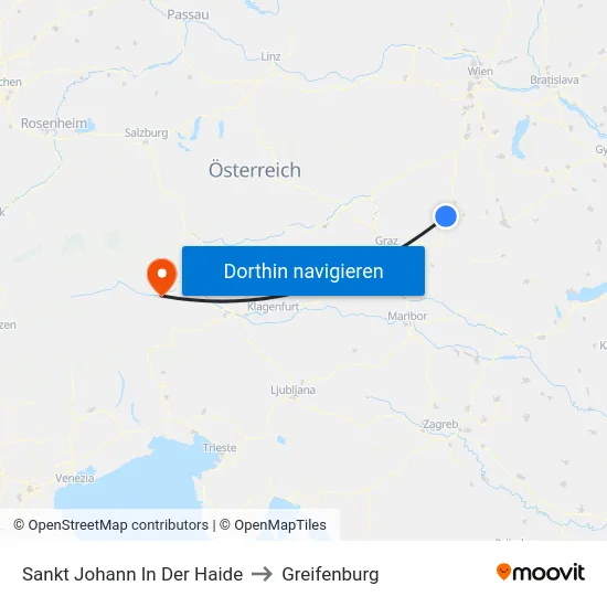 Sankt Johann In Der Haide to Greifenburg map