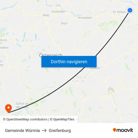 Gemeinde Würmla to Greifenburg map