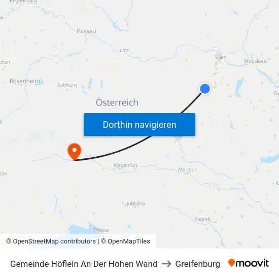 Gemeinde Höflein An Der Hohen Wand to Greifenburg map