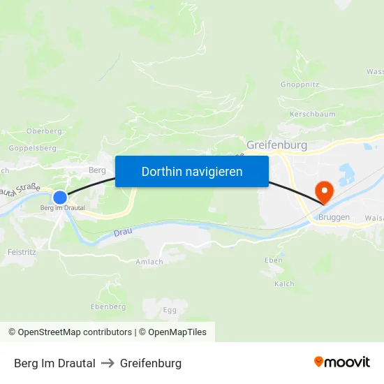 Berg Im Drautal to Greifenburg map