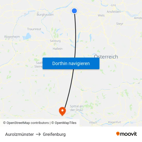 Aurolzmünster to Greifenburg map