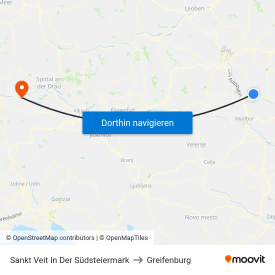 Sankt Veit In Der Südsteiermark to Greifenburg map