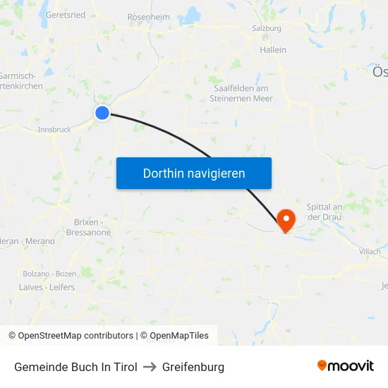 Gemeinde Buch In Tirol to Greifenburg map