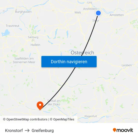 Kronstorf to Greifenburg map
