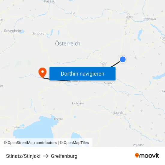 Stinatz/Stinjaki to Greifenburg map