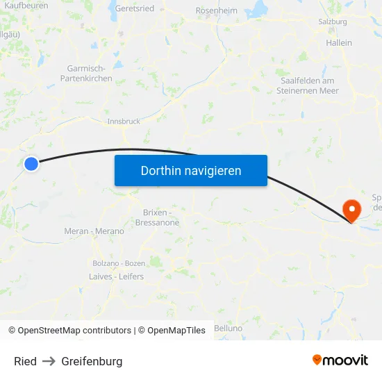 Ried to Greifenburg map